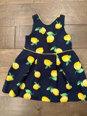 Janie and Jack Navy Dress with Yellow Lemon Print